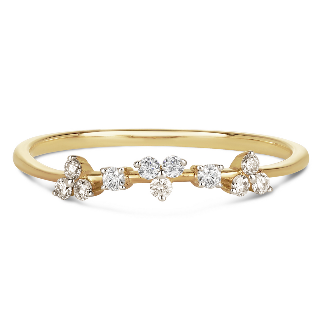 yellow gold nature inspired wedding band with lab grown diamonds. beautiful wedding bands sunshine coast jewellers