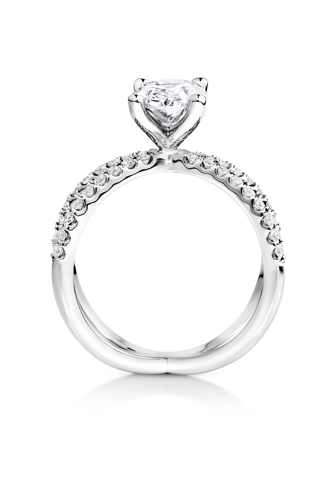 White gold engagement ring with diamond band double band. Designed on the Sunshine Coast 