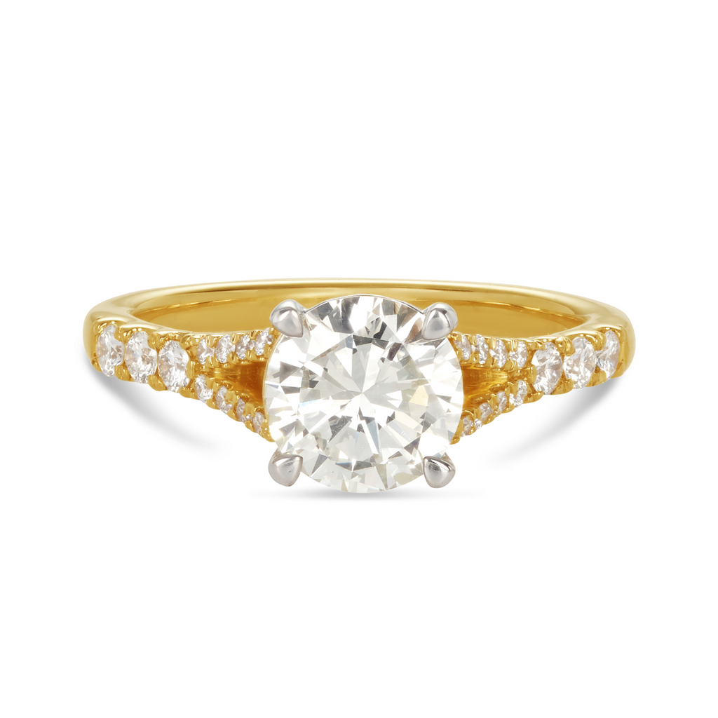 The Michelle Ring Vintage Inspired Round Split Band Engagement