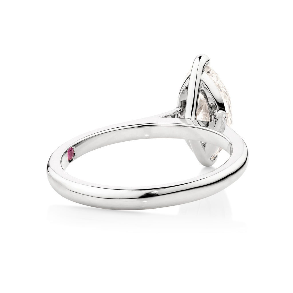 designed on the sunshine coast this white gold engagement ring featured a marquise cut diamond in a 2 claw setting