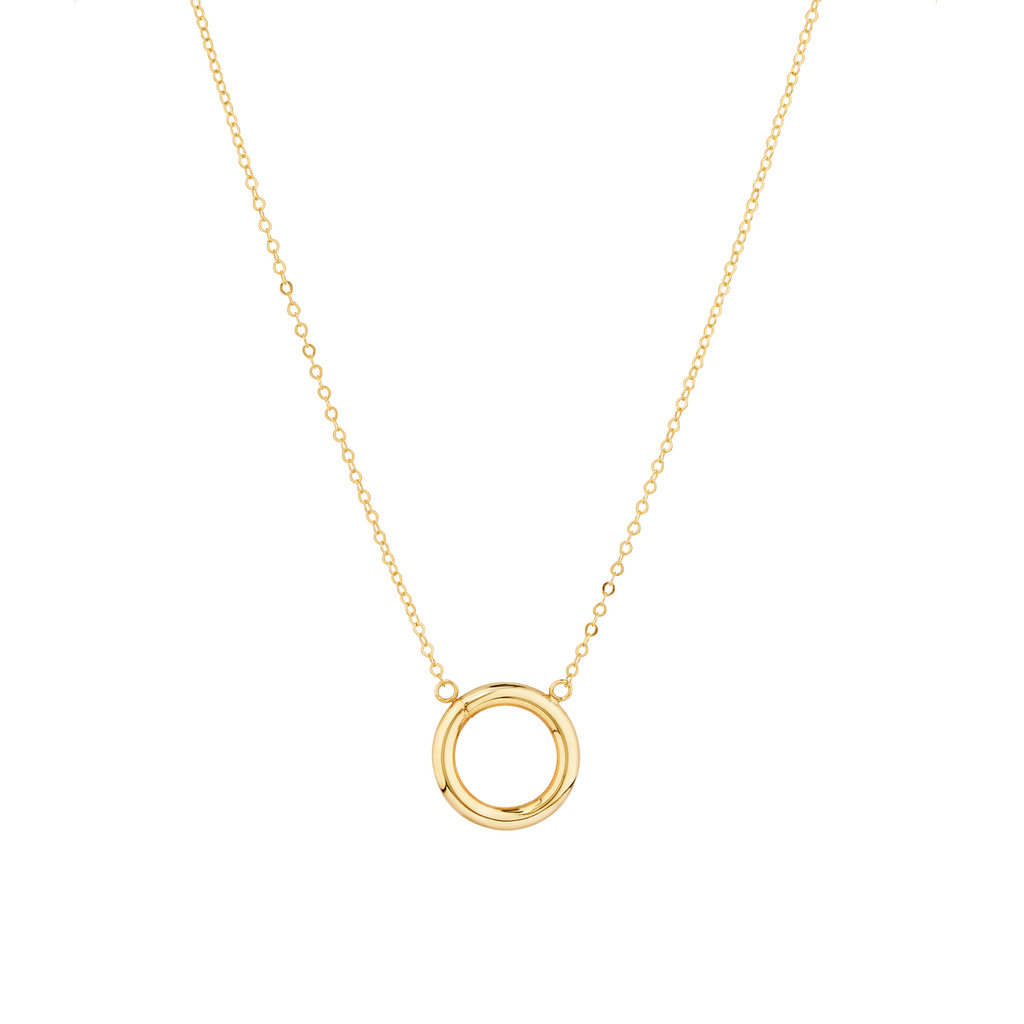 9ct Yellow Gold Italian Necklace with Open Round Pendant. Sunshine Coast jewellers - Morgan & Co