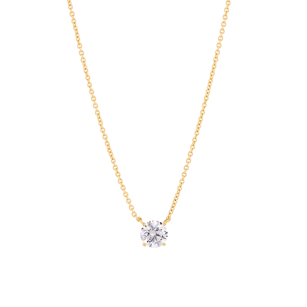 18ct Yellow Gold Delicate Necklace with a Four Claw Set .50ct Brilliant Round Cultured Diamond.  Sunshine Coast Jewellery Store custom made pieces 