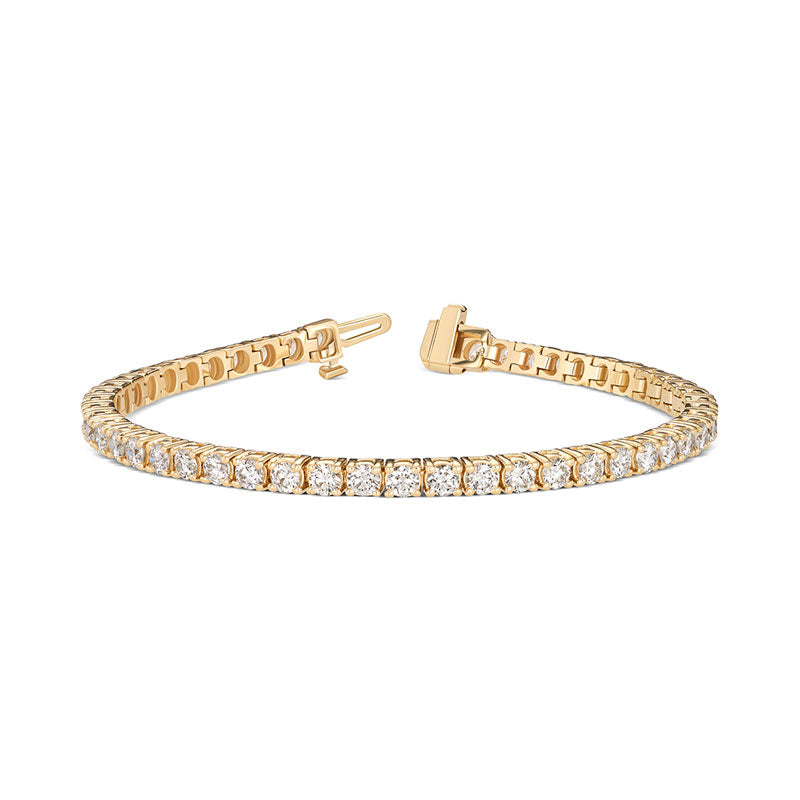 Stunning 14ct yellow gold four prong square setting tennis bracelet total 6.11ct cultured diamonds. Custom made fine jewellery from your local sunshine coast jeweller store in buderim 