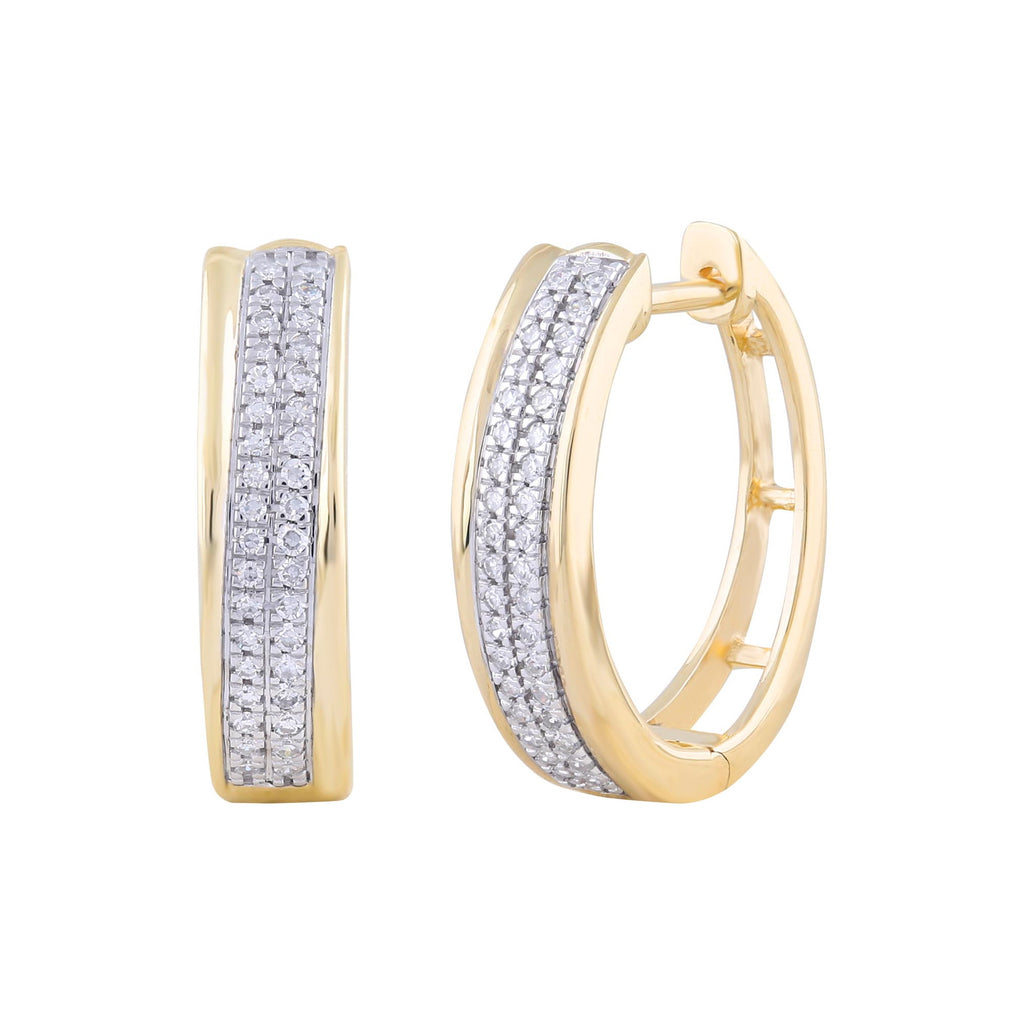 18ct yellow gold double row of diamonds. Stunning diamond hoop earrings.  from Sunshine Coast Jeweller based in Buderim
