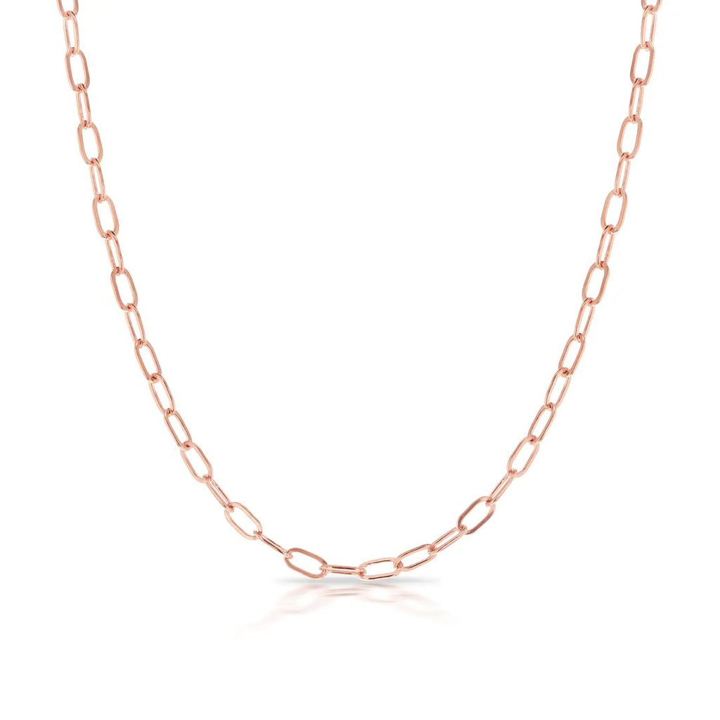 Paperclip necklace in 9ct rose gold.  This beautiful necklace can be made in rose, white or yellow gold. Custom made engagement rings and fine jewellery Sunshine Coast, Buderim. Australian made necklaces. 