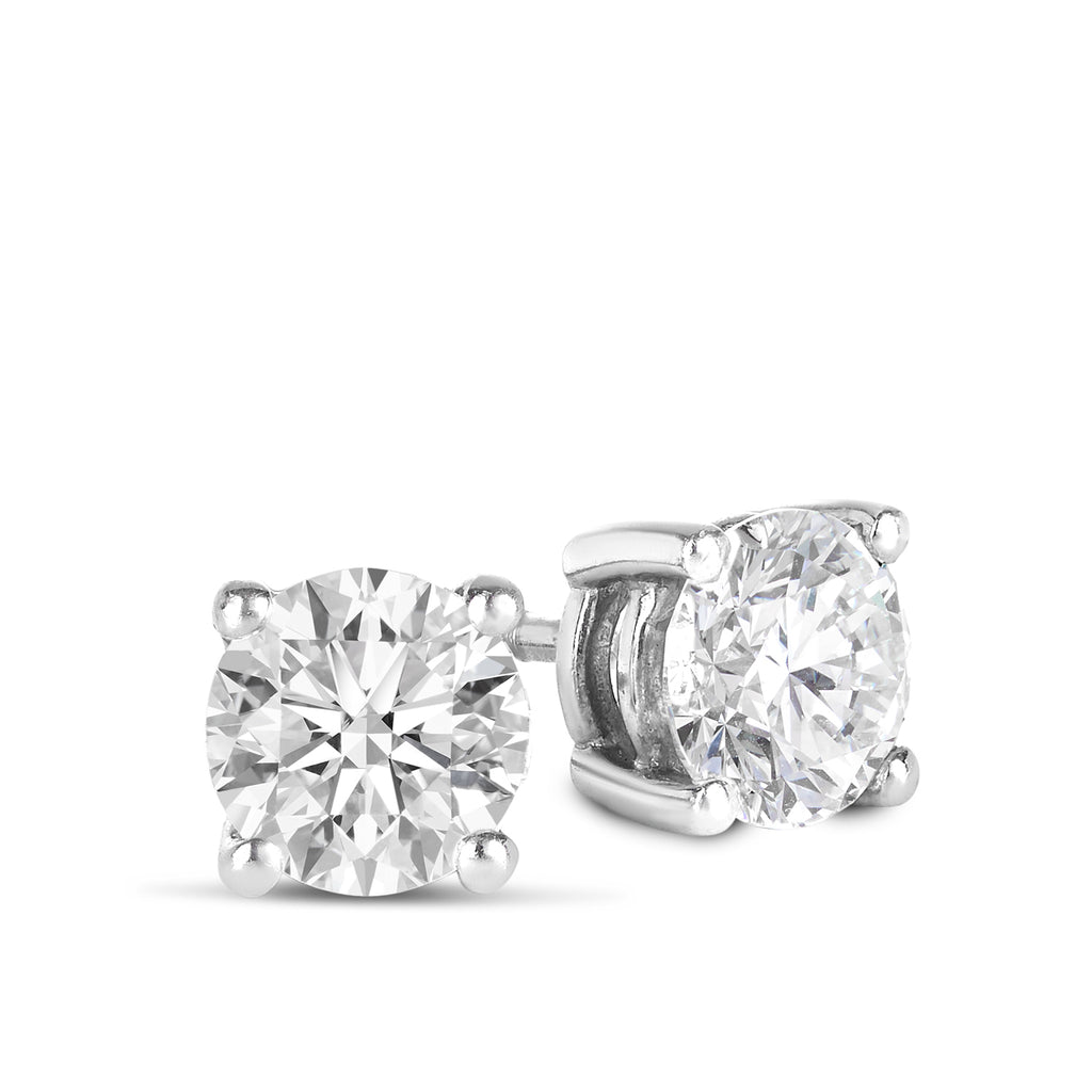 Beautiful 18ct white gold studs featuring two .50ct certified natural diamonds, totalling 1.0ct. from Sunshine Coast Jewellers based in Buderim 