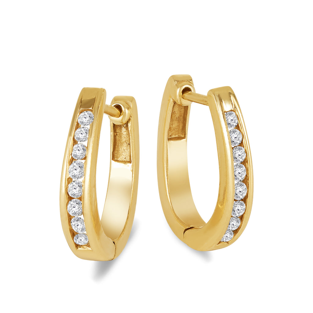 9ct yellow gold huggy diamond hoop earrings. You can purchase these ar Morgan & Co - Sunshine Coast jeweller store. 